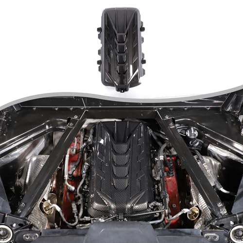 Image of for Corvette C8 Engine Cover Trim for Corvette C8 2020-2024 Engine Bay Protection Panel Cover Trim Exterior C8 Corvette Accessories ABS (Carbon Fiber Pattern)