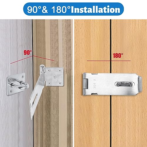 Yeepeo Vorhängeschloss Haspe 4 Zoll, 304 Edelstahl Schlossriegel Überfalle Schloss, Sicherheitsüberfalle mit Schrauben Vorhängeschloss Riegel für Vorhängeschloss, Schränke,Tore