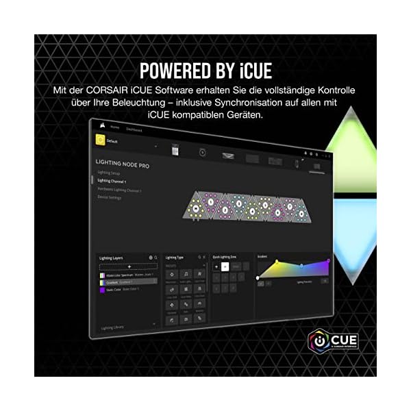 Corsair iCUE LC100 Gehäuse betonende Beleuchtungselemente - Minidreiecke - 9 x Tile Erweiterungskit (81 RGB-LEDs mit… – Bild 5