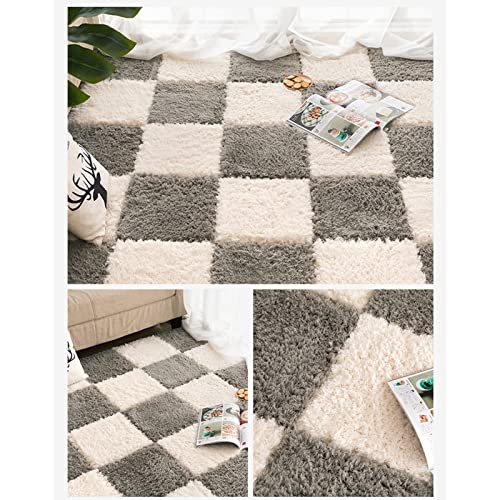 Tapis de jeu moelleux dalles en mousse pelucheuse isolantes et anti-choc pour enfants