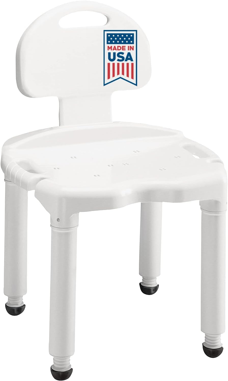 Bath Seat And Shower Chair with Backrest for Seniors, Bath Chair For Elderly, Disabled, Handicap, and Injured Persons, Supports Up To 400lbs, Shower Seat For Inside Shower, Made in USA