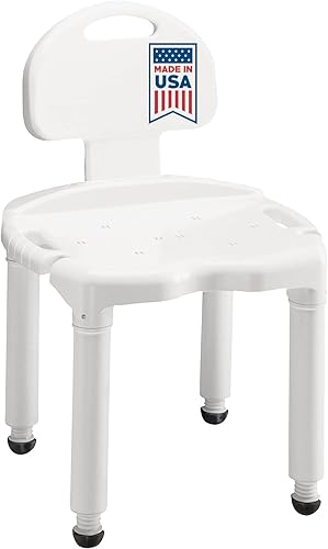 Carex Asiento de baño y silla de ducha con respaldo para personas mayores, silla de baño para ancianos, discapacitados, discapacitados y personas