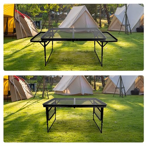 Table de barbecue pliante avec bureau extensible et pieds réglables en hauteur - 7