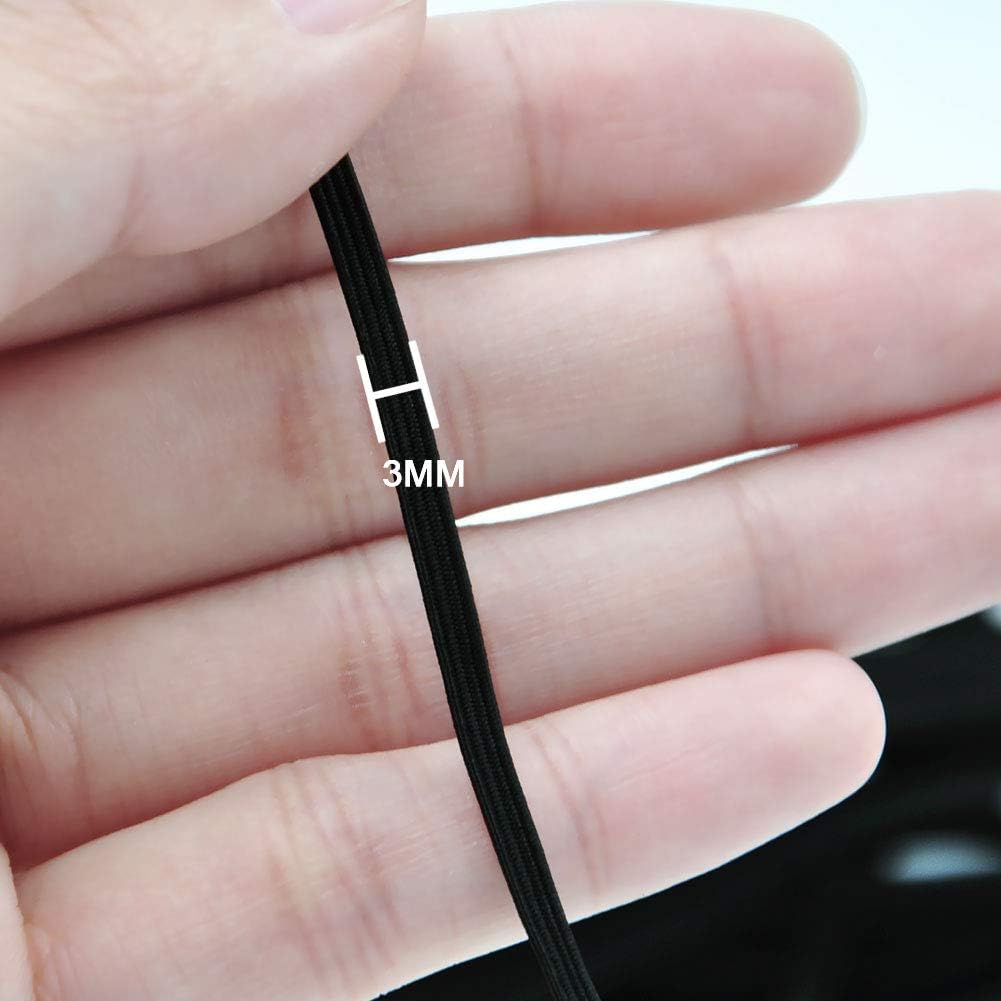 Elastic Bands Craft Flat Cord Rope Braided Stretch Strap 10/20/30 Yards-1/8 &1/4 Inch Knit String Bungee Spool for Sewing