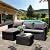Shintenchi Outdoor Patio Furniture Sets, Small Outdoor Sofa Patio Sectional Sets 3-Piece All Weather Wicker Rattan Patio Seating Sofas with Glass Coffee Table and Cushion (Grey)