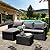 Shintenchi Outdoor Patio Furniture Sets, Small Outdoor Sofa Patio Sectional Sets 3-Piece All Weather Wicker Rattan Patio Seating Sofas with Glass Coffee Table and Cushion (Grey)