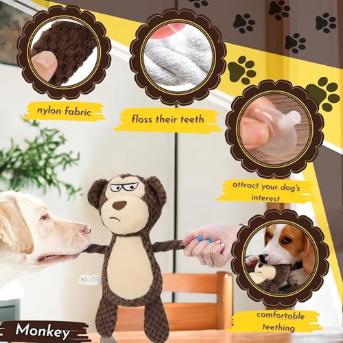 Sunshine smile Hundespielzeug,Hund Quietschspielzeug mit Knitterpapier,Plüschtier Hund Plüsch Kauspielzeug,Intelligenzspielzeug für Hunde,Hundespielzeug Kleine Hunde