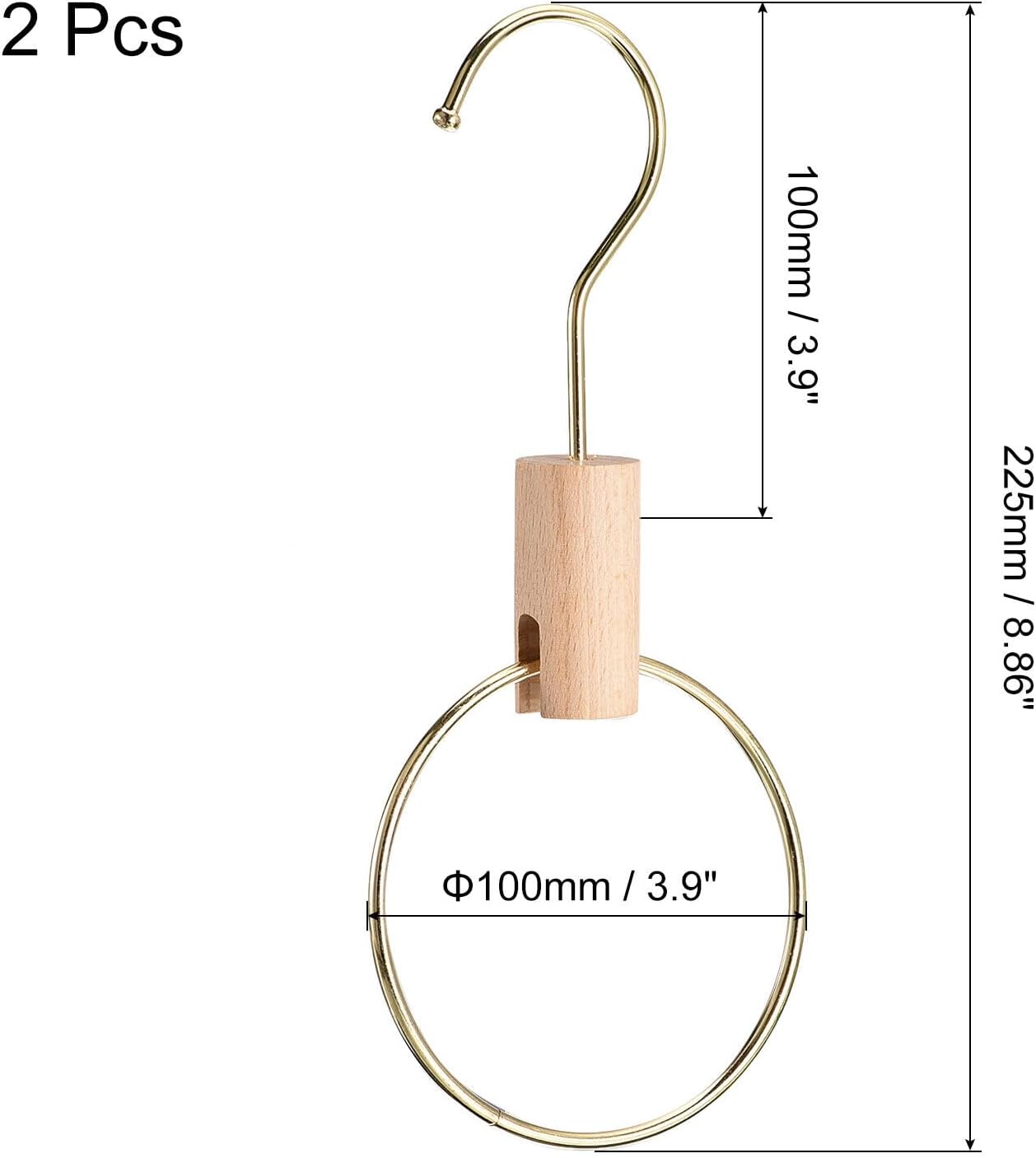 Home and Garden Parts 2Pcs 4 Inch Scarf Ring Hanger Circle Scarf Organizer 10cm Length Hook Gold #CN/251024/04817