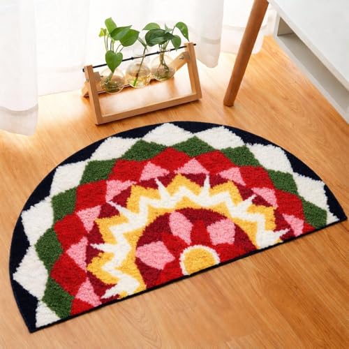 Image of Roseate Kolam (40x80cm) Super Soft Microfiber 1800 GSM Decorative Mat Anti-Skid Door Mats for Home /Bathroom Mat /Bedroom /Kitchen /Floor Mat (B&W)