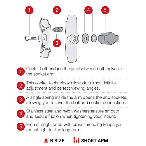 RAM MOUNTS Short Double Socket Arm for B Size 1" Ball Mount Components, Composite RAM Ball Connector Arm RAP-B-201U-A by RAM MOUNTS - Image 4
