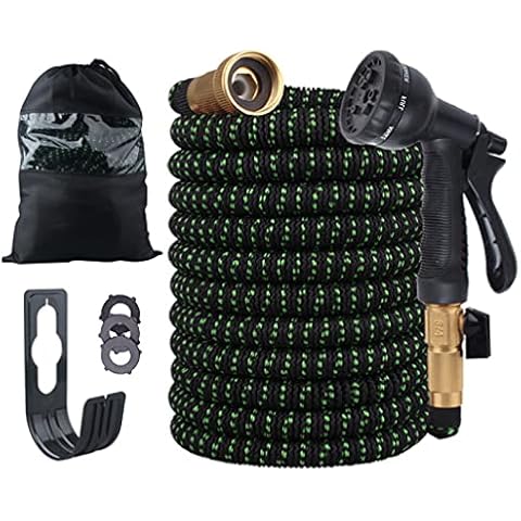 LAZHKG Telescopic Garden Hose, Full Copper Water Gun Seamless Hose for Watering Flowers, Washing Cars, Washing Pets, Hoses, 4 Sizes (25/50/75/100Ft) Cover