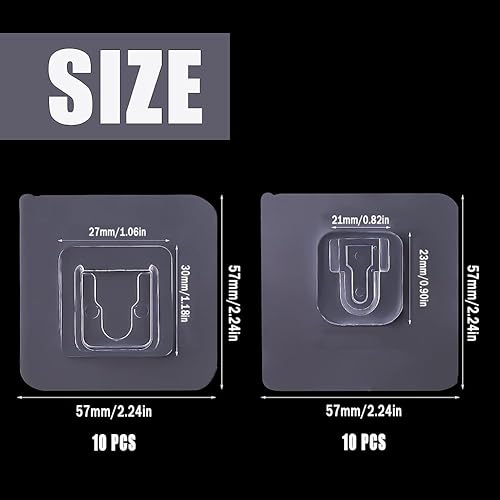 Miniatura 3 de 20 ganchos de pared adhesivos de doble cara para colgar, ganchos autoadhesivos transparentes para baño, sala de estar, cocina (10 unidades)