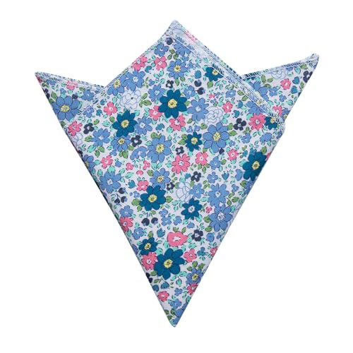 Image of YourTies Cotton Floral Tie for Men 2.5 inch Printed Skinny Necktie Pocket Square Tie Clip Set Flower Wedding Party Groom