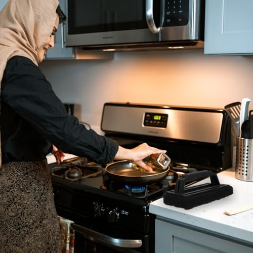 Housoutil Griddle-Bürste, 3-Teiliges Grillreiniger Schwamm, Grillschwamm Mit Griff, Grill-Reinigungsset Griddle-Schrubber-Scheuerschwamm-Bürste Mit Griff Für Holzkohle-Gasgrills Bratpfannen