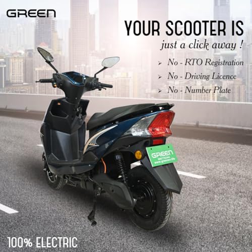 Image of Green Invicta Low Speed Electric Scooter Non RTO 40KM Range Blue with Portable Charger
