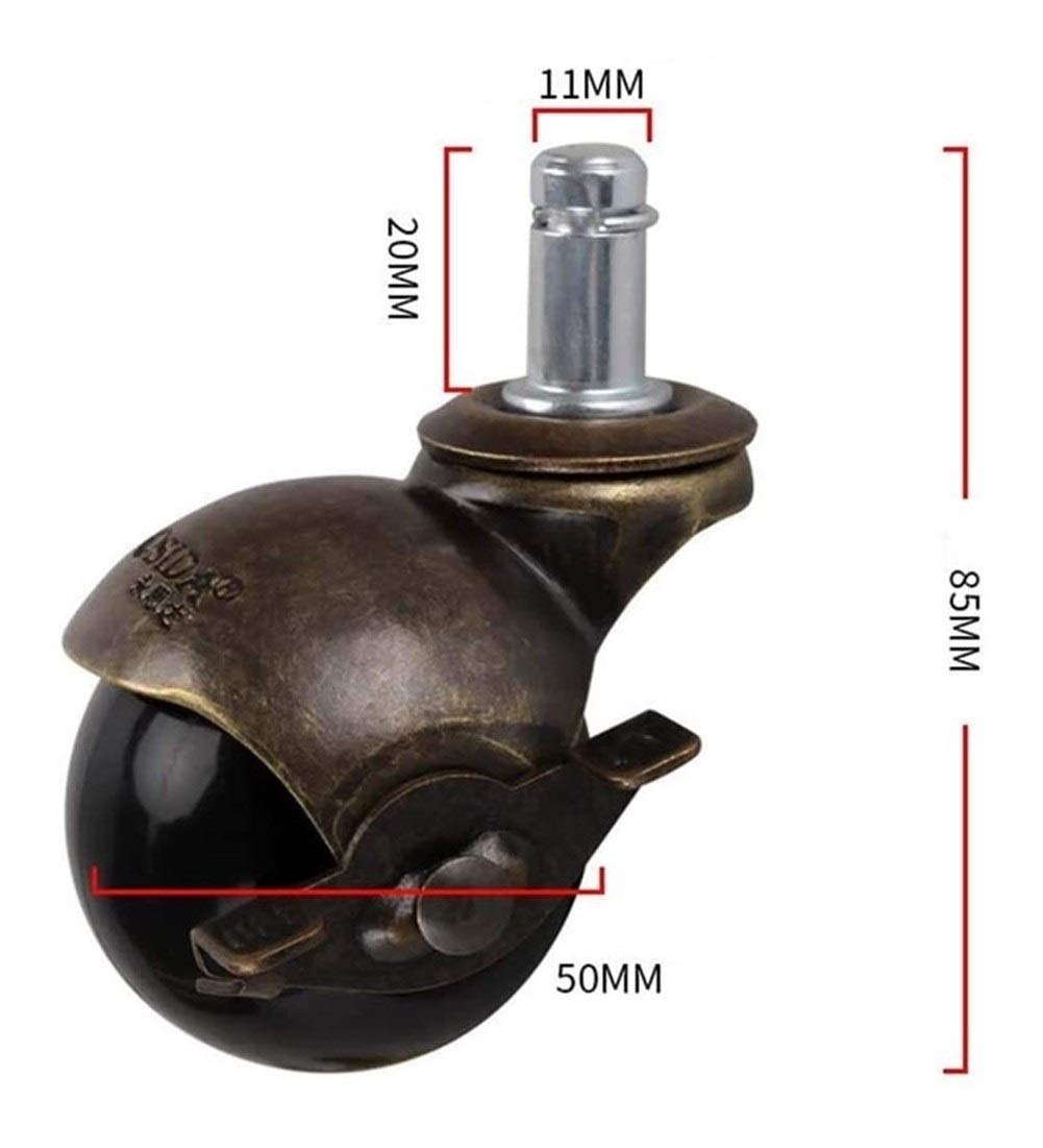 roulettes pivotantes à Billes de 5 cm avec Frein, roulettes en Nylon, Couleur Bronze, Style rétro pour Meubles