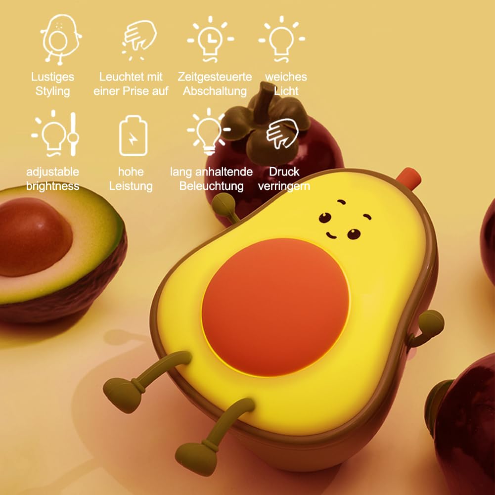 FOGARI Avocado Night Light, Cute Avocado Children's Night Light, 3 Light Modes, Touch Control - Image 2