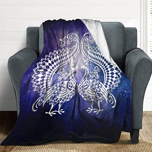 Couverture lit microfibre paon douce pour canapé et voyage - 4