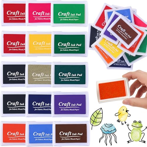 15Pcs Ink Pads for Stamping Colors Ink Pad Set DIY Fingerprint Printing Print Suitable for Make Cards Birthday Gifts Ink Stamp Pad
