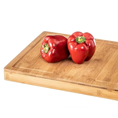 DAMDAM GO Tabla de Cortar de Bambú 45x34 cm – Gruesa, Antideslizante y con Ranura Antigoteo – Duradera y Multifuncional para Carne, Verduras y Cocina Diaria - imagen 7