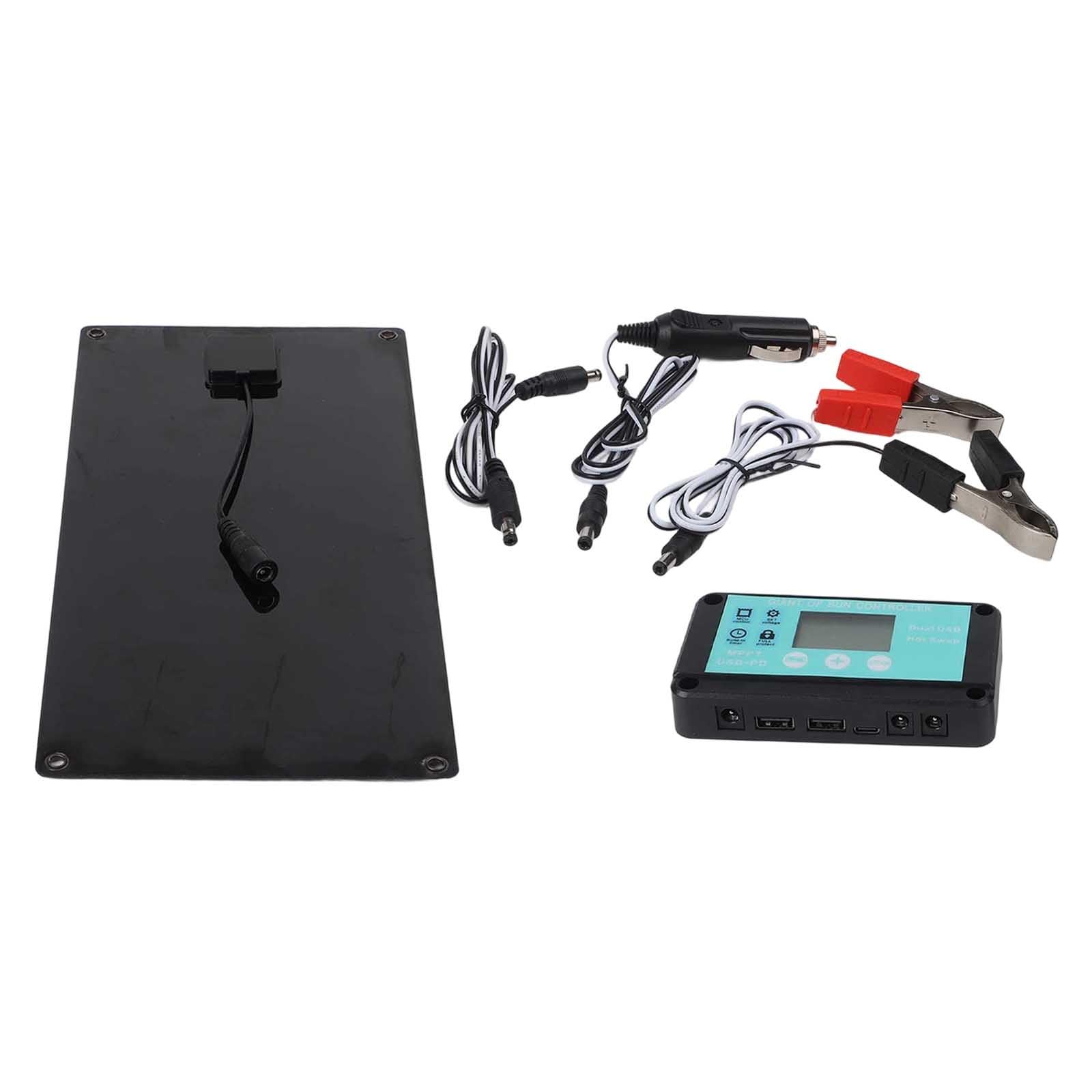 Kit pannello solare da 600 W con regolatore di carica da 100 A, monocristallino, portatile, per camper, campeggio, alimentazione fuori rete, include cavo e ventose