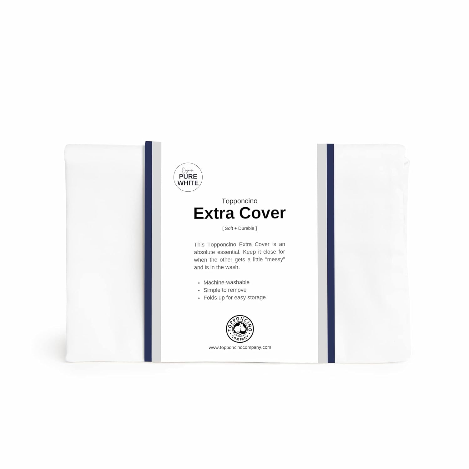 Organic Topponcino Extra Cover (Pure White) | The Insert Sold Separately | Fits All Topponcinos from The 100% Organic Cotton | Machine Washable