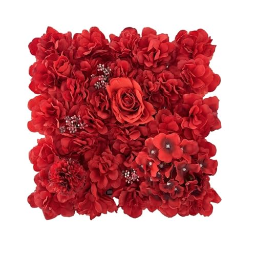 YZDKR Panel de Pared de Flores Artificiales Fondo de Flores Rosas 3D Pared de Rosas Artificiales Fondo de Boda for Fiesta Decoración del hogar for Despedida de Soltera para la Fiesta de Boda(Red)