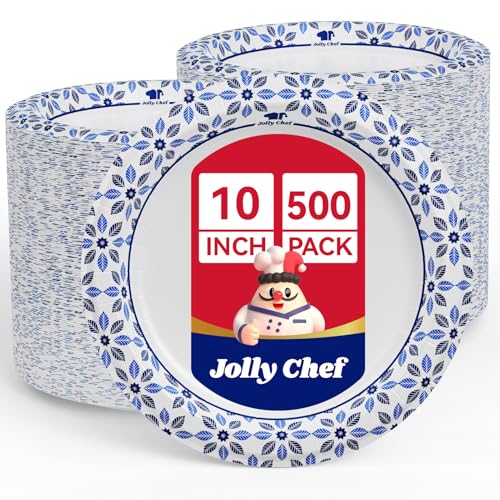 Image of JOLLY CHEF 10 inch Disposable Paper Plates 500 Count