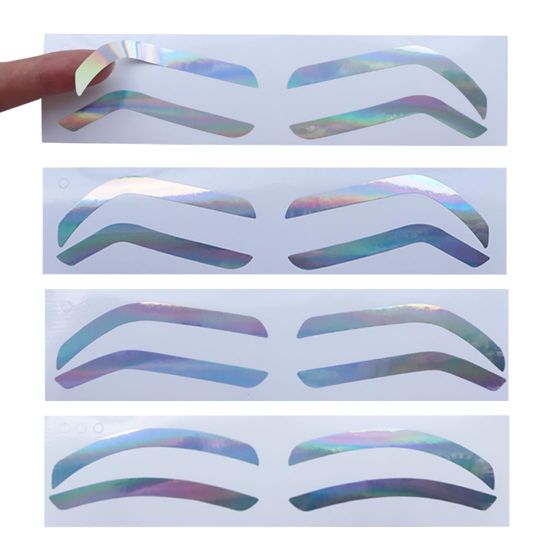 PMU DREAM 12 Pairs Eyebrow Shape Tape Airbrush Eyebrow Sticker Stencil Border Outline Sticker Guides Hologram Silver Rainbow Brow Tinting Auxiliary Template