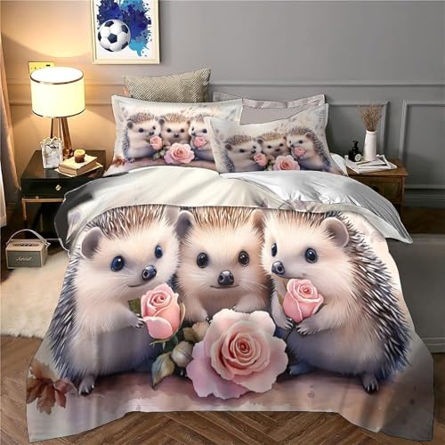 Housse de couette herisson fermeture eclair anti plis douce