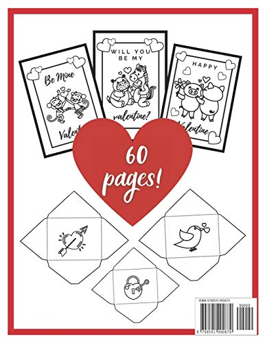 Valentine’s Day Cards & Envelopes Coloring Book for Kids Cut & Fold: Romantic Special Gift for Toddlers and Adults (Cards and Envelopes Coloring Book) image 4