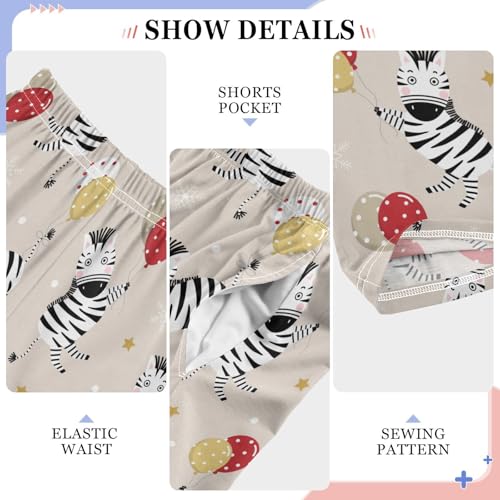 Zebra Balloon Boys Long Pants Soft Trousers Elastic Waist Kids Lounge Bottoms with Pockets S-XL4