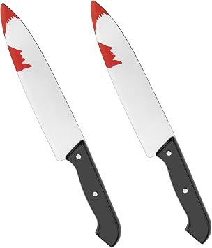 Leikedun 2 Pack Halloween Fake Knifes, 31cm Long Fake Plastic Knife, Halloween Prop Knife Party Costume Accessory