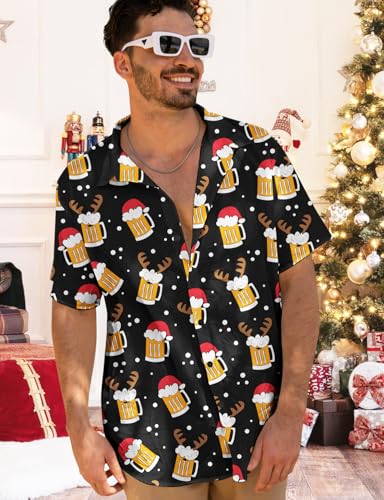 Image of Yoimira Hawaiian Shirts for Men, Print Mens Casual Short Sleeve Button Down Shirts Floral Aloha Beach Shirt