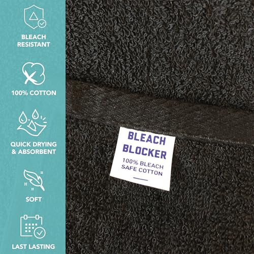 Image of Arkwright Bleach Resistant Salon Towels Bulk - 100% Cotton Hair Towels, Soft, Absorbent, Quick Dry Spa & Barber Towels for Hair Stylist, Nail Salon & Esthetician, 16 x 28, Black (Case of 144)