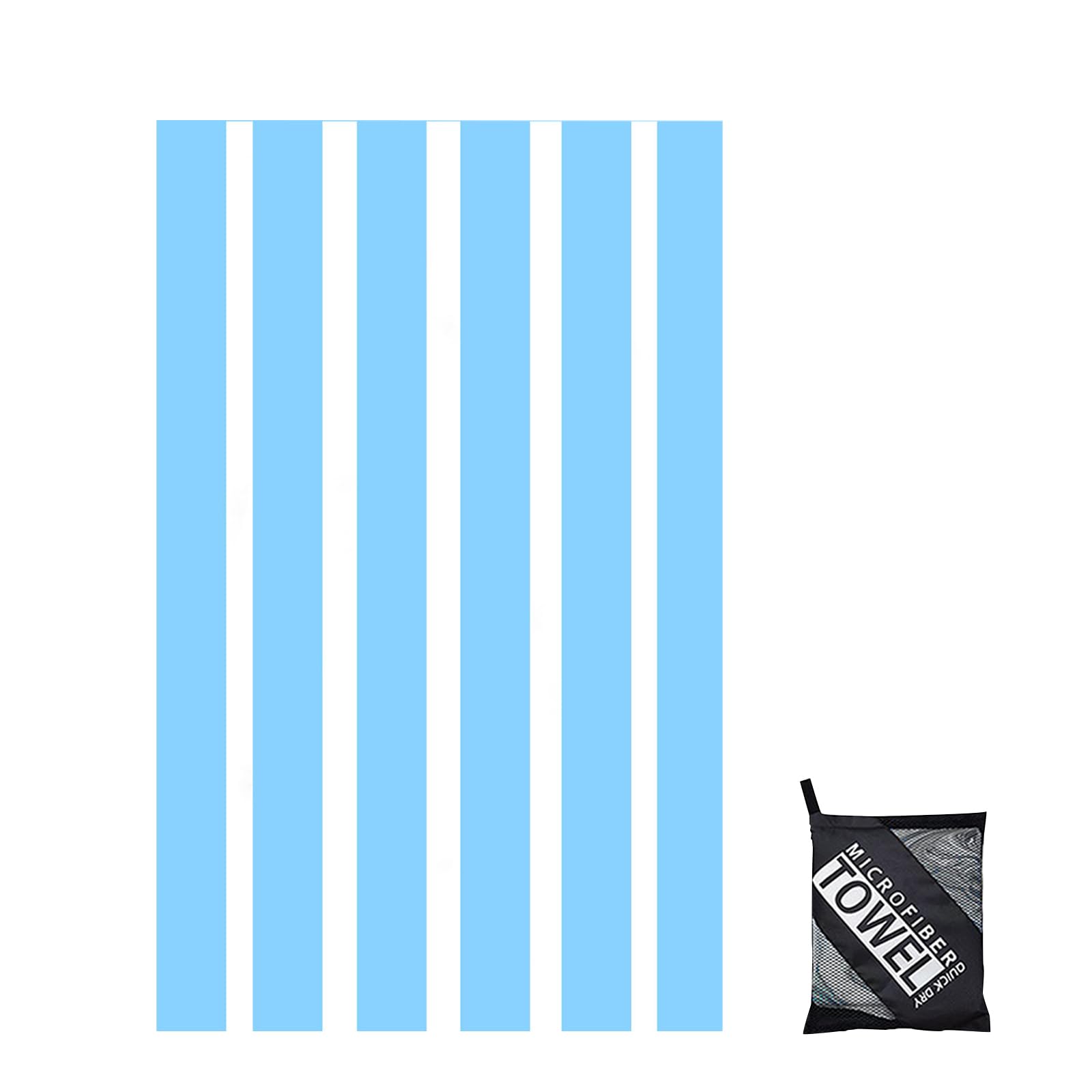 yayafunfun 160x90cm Light Blue Stripe Beach Towels in a Bag