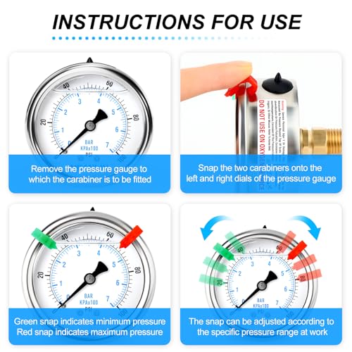 Image of MEANLIN MEASURE 0~100Psi Liquid Filled Pressure Gauge 1 /4 inch NPT 2.5 inch FACE DIAL Stainless Steel Glycerin Filled WOG Water Oil Air Back Mount (with 2PCS Snaps)