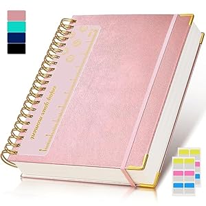 Spiral Notebook Journal 8.5” x 11”, 300 Pages Hardcover Leather Lined Journals for Women Men, A4 Large College Ruled Notebooks with 100 GSM Thick Paper, Spiral Journal for Writing Work School, Pink