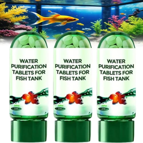 Powerful Aquarium Water Purification Tablet,Water Purification Tablets for Fish Tank,Water Purifying Tablets for Aquariums,Remove All Kinds of Turbidity from Fish TankWater (3pcs)