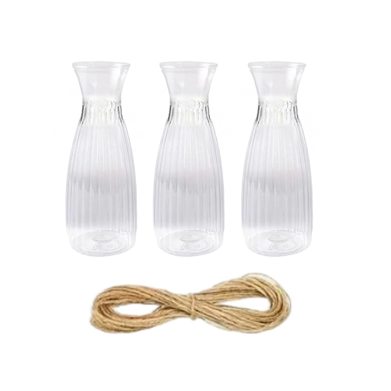 Quoravel Clear Plastic Bud Vase, Small Transparent Vase for Flowers, Modern Table Centerpiece for Wedding Dining Home Decor 3pcs