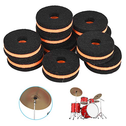 Fieltro de platillos, 10pcs Crash Cymbal Clutch, Soporte de platillos, Arandela de Fieltro 35 mm, Negro Naranja, para músicos profesionales, drummers, bandas y estudios de grabación