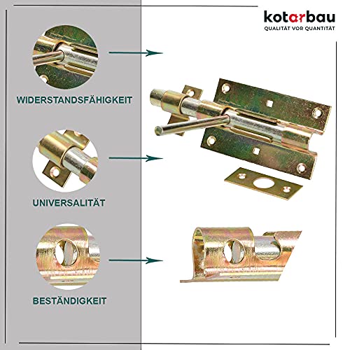 KOTARBAU® Bolzenriegel Riegel 150/16 Schlossriegel Beidseitig Verzinkt Gelb Metall Torriegel Schubriegel Türriegel Torschieber Stalltür Schlossriegel