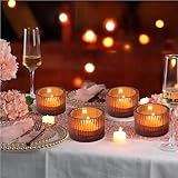 Portacandele in vetro per matrimoni, feste, centrotavola (4, marrone)...