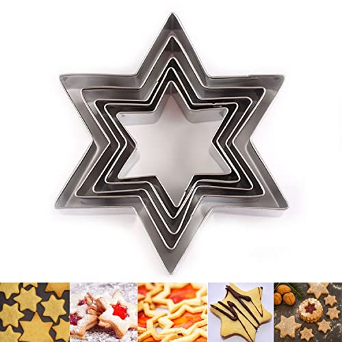Keepaty Juego de cortadores de galletas con forma de estrella hexagonal, 5 piezas en forma de estrella, cortador de galletas de acero inoxidable para hornear Cover