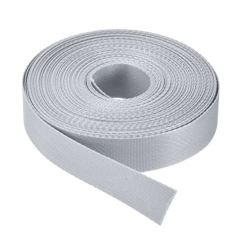 Image of MECCANIXITY Flat Nylon Webbing Strap 1 Inch 15 Yards Silver Tone for Backpack, Cargo Strap, Luggage-rack