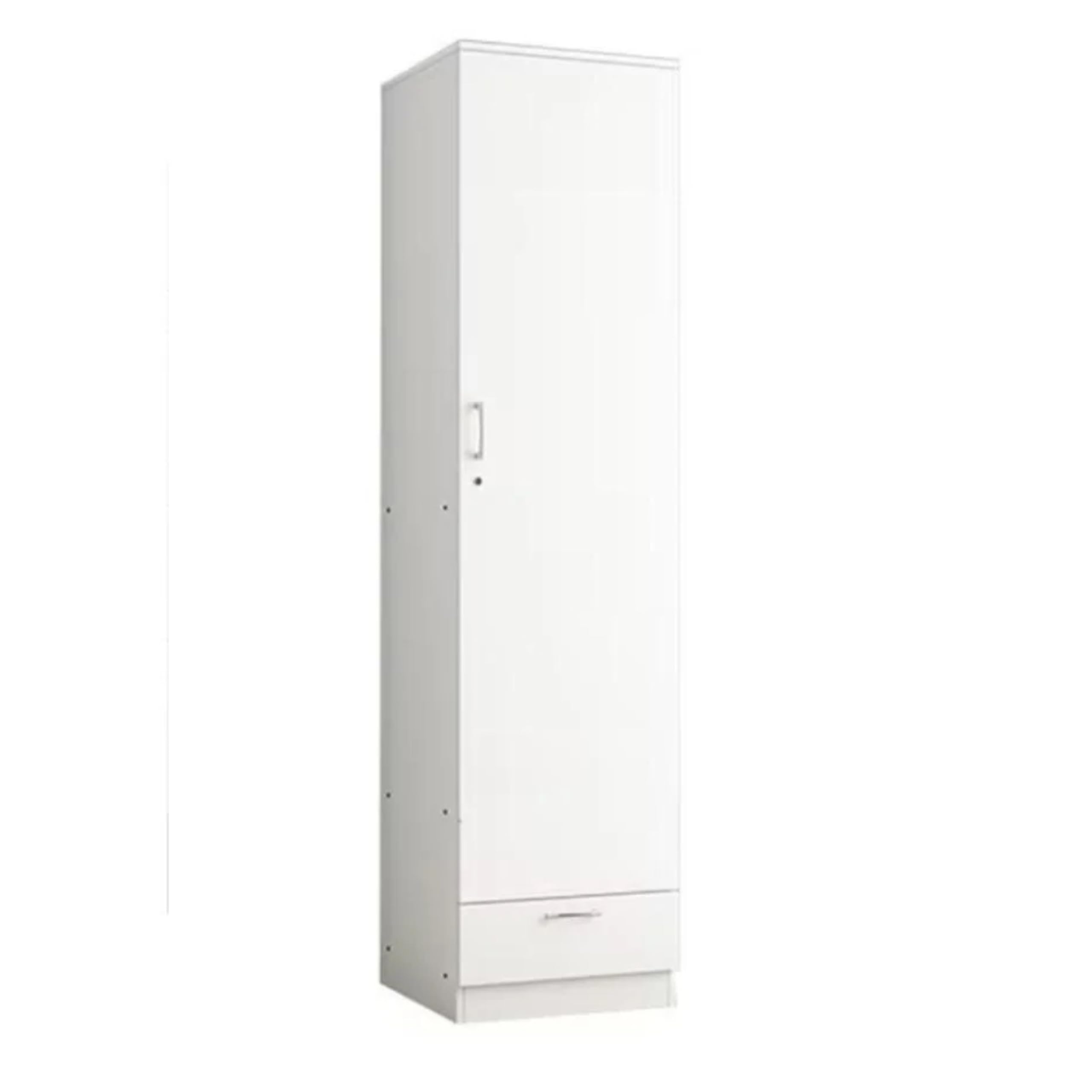 Karnak 1 Door Wooden Wardrobe Cabinet Cupboard With Drawer Lock Keys (Without Assembly, White)