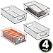 mDesign Small Plastic Office Storage Container Bins w/Handles for Organization in Filing Cabinet, Closet Shelf, Desk Drawers, Organizer for Notes, Pens, Pencils - Ligne Collection, 4 Pack, Smoke Gray
