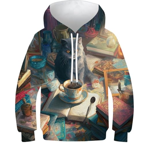 Sweat-shirt à capuche pour chat enfants 9-11 ans pull motif moustaches