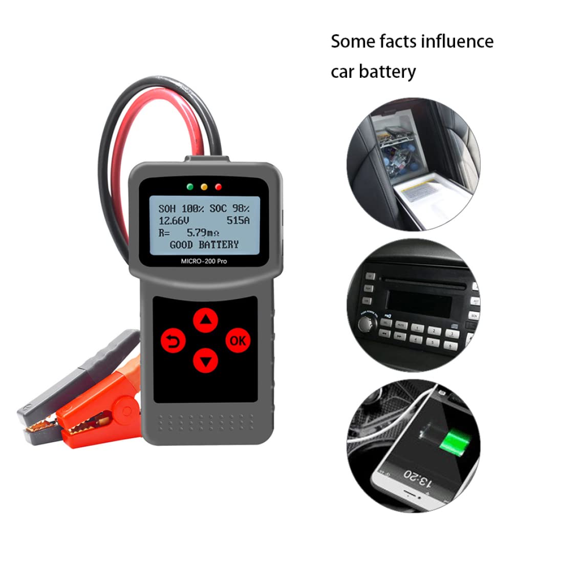 Tester batteria auto Tester batteria auto MICRO-200 PRO Scarica carico digitale Nero