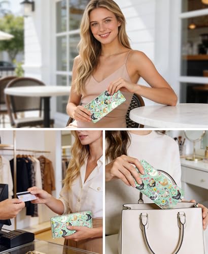 Image of Immaturus Chickens Womens Wallet RFID Blocking Slim Thin Credit Card Holder | Long Bifold, 11 Card Slots, Cash Purse, Zipper Coin Pocket, Travel Clutch Billfold, PU Leather, ID Window, Ladies Woman Gift